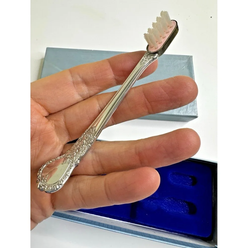 WEB Sterling Pewter Baby Toothbrush Ballet Vintage Includes Box